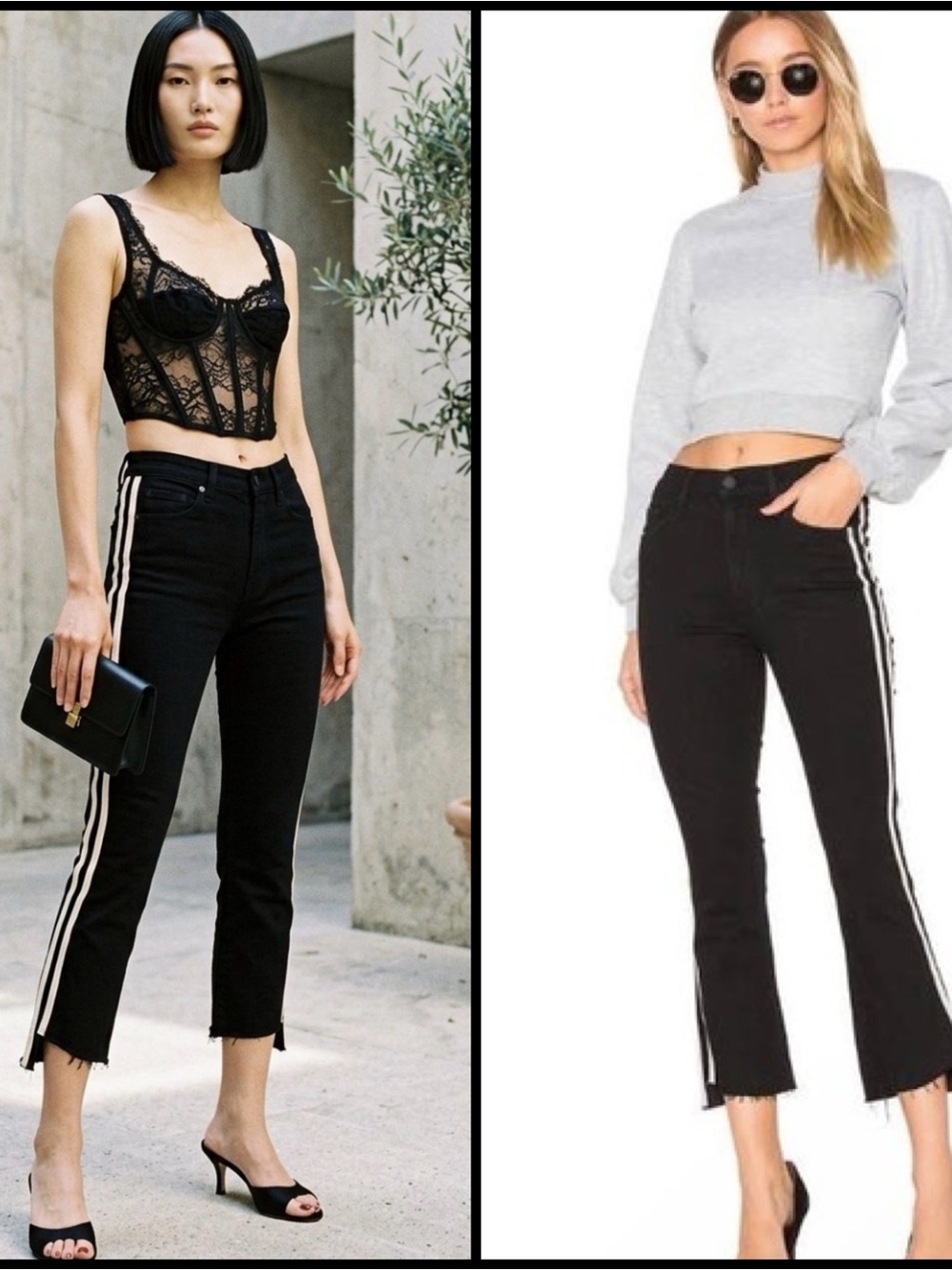 Mother The Insider Crop Step Fray Guilty Racer  Side-Stripe Edgy Punk Jeans 25